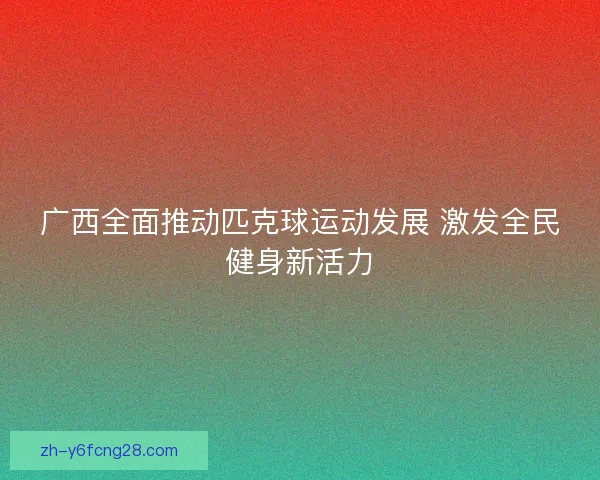 广西全面推动匹克球运动发展 激发全民健身新活力
