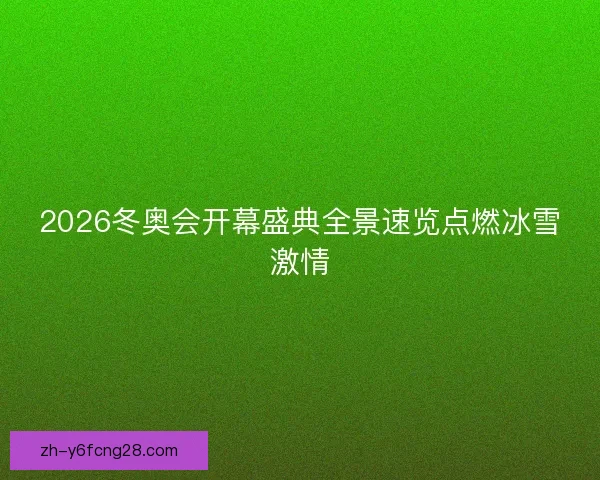 2026冬奥会开幕盛典全景速览点燃冰雪激情